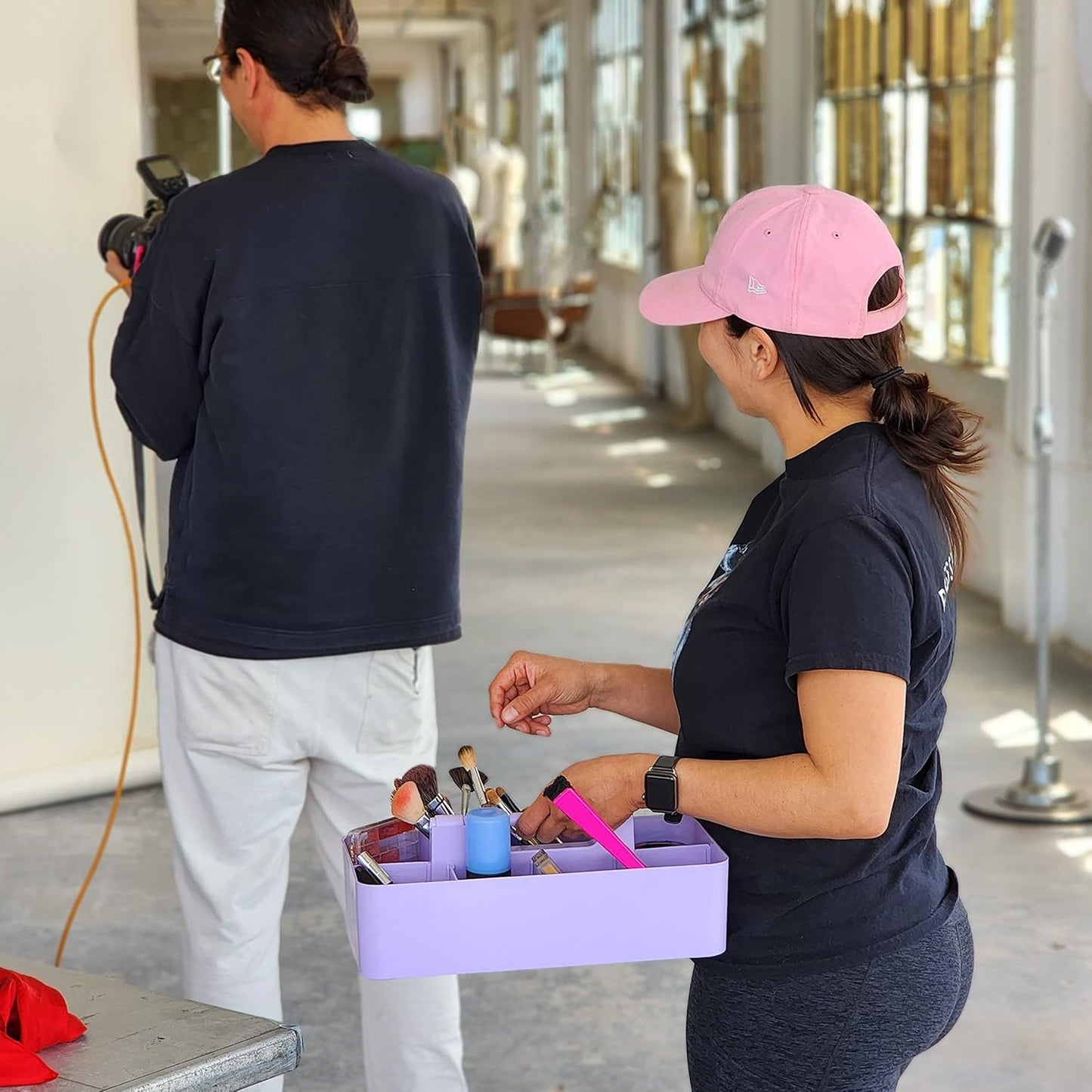 Portable Caddy Organizer - Stackable Plastic Caddy with Handle | Desk, Makeup, Dorm Caddy, Classroom Art Organizers (Made In Usa) (Mint/Pink/Royal Purple/Lavender)