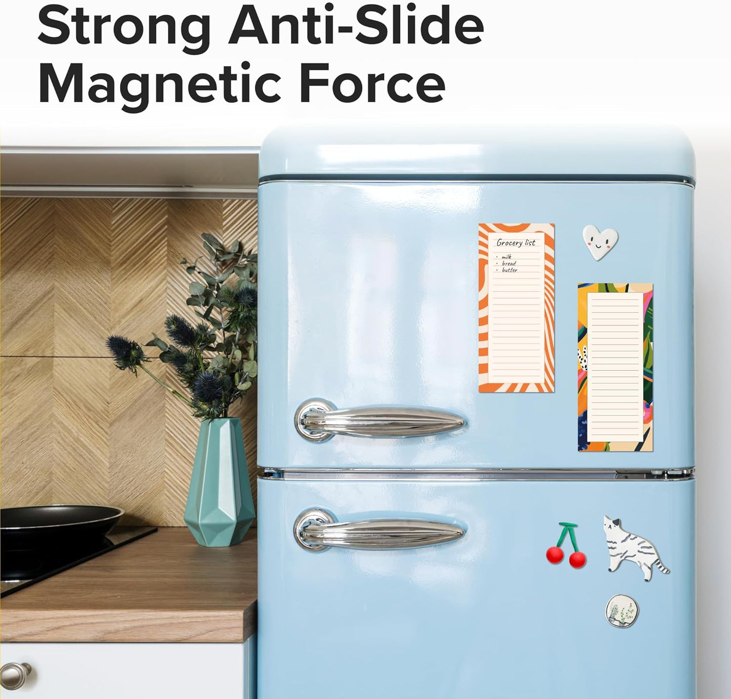 X-bet MAGNET Magnetic Notepads for fridge 200 sheets, grocery list pad for fridge, double gummed paper with color printing, magnetic shopping list pad for fridge (4 pack 50 sheets)