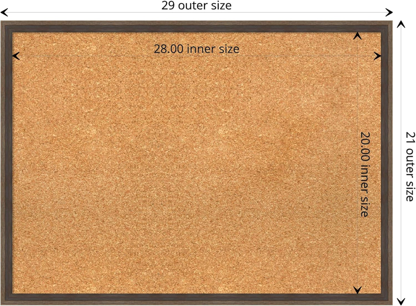 Amanti Art Natural Cork Board for Wall, 21x29 Vision Board with Brown Wood Frame, Medium Corkboard Office Decor for Home Organization, Modern Contemporary Corkboard Pinboard to display items for home