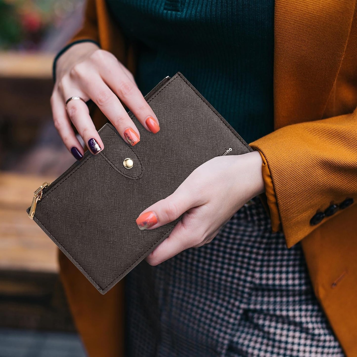 Travelambo RFID Wallet Women Large Size Bifold Multi Card Wallet Case with Zipper Pocke Credit Card Holder for Women