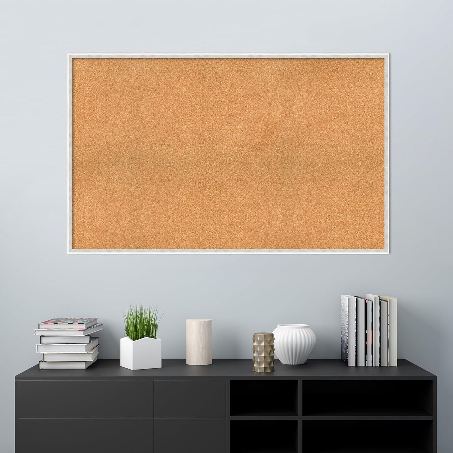 Amanti Art Natural Cork Board for Wall, 33x53 Vision Board with White Frame, Oversize Corkboard Office Decor for Home Organization, Modern Corkboard Pinboard to Display Items for Home Organization in