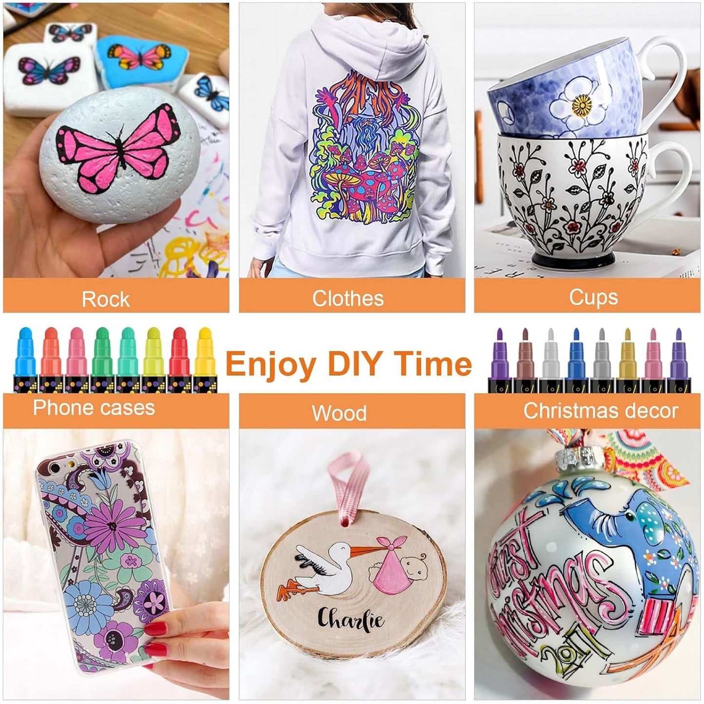 Betem 48 Colors Dual Tip Acrylic Paint Pens Markers, Premium Acrylic Paint Pens for Wood, Canvas, Stone, Rock Painting, Glass, Ceramic Surfaces, DIY Crafts Making Art Supplies