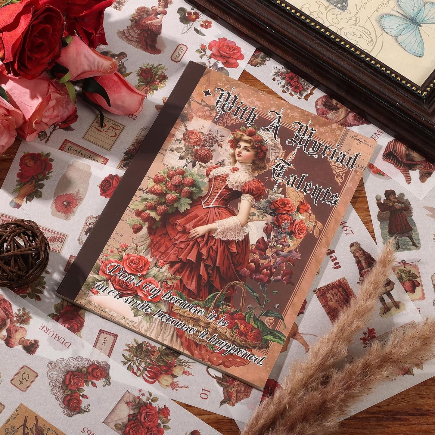 Vintage Ephemera Sticker Book 480 Pre Cut Washi Stickers for Journaling Junk Journal Sticker Book Scrapbooking Supplies Bullet Journal Supplies