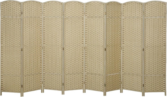 HOMCOM Room Divider, 8 Panel Folding Privacy Screen, 5.6' Tall Freestanding Wall Partition for Home Office, Bedroom, Beige