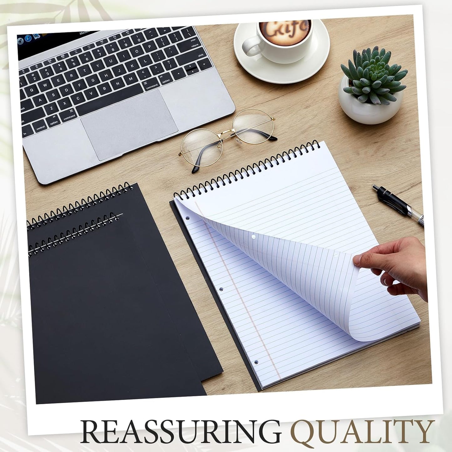 10 Packs 8.5" x 11" Top Spiral Notebook with 3 Hole Punched Legal Pads College Ruled Notepad 50 Sheets Hard Cardboard Paper Wirebound Notepad for Office School Business (White)