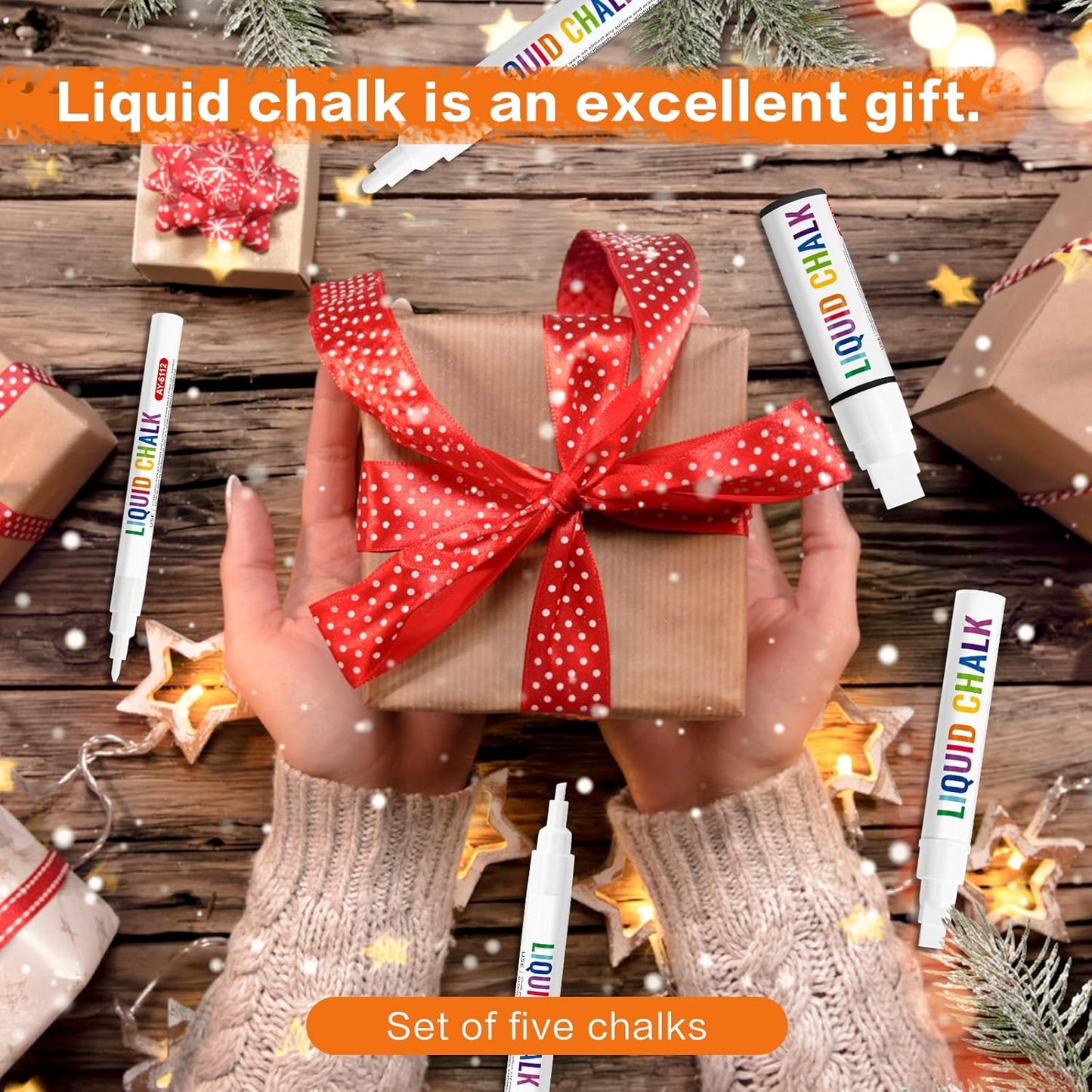 White Chalk Markers For Chalkboard, Liquid Chalk Markers Erasable 5 Variety Pack - 1mm Ultra Fine Tip, 3mm Fine Tip, 6mm Medium, 10mm Bold, 15mm Jumbo For Blackboard, Car Window, Signs, Glass, Bistro