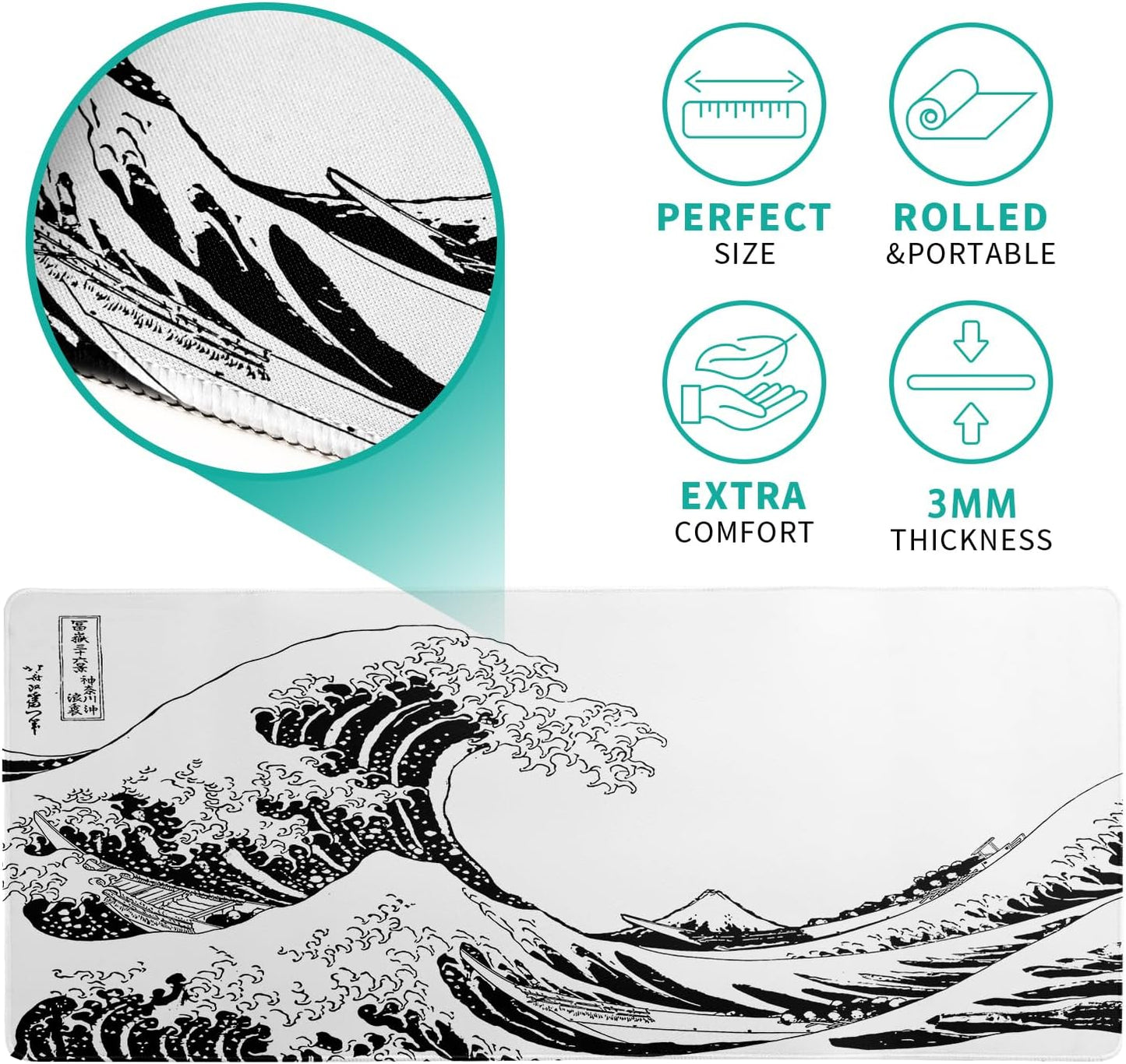 Mousepad 31.5 x 11.8 inches, Large Gaming Mouse Mat with Non-Slip Base, Extended Anime Mouse pad, Full Keyboard Mat with Stitched Edges for Gaming and Office (Grey)