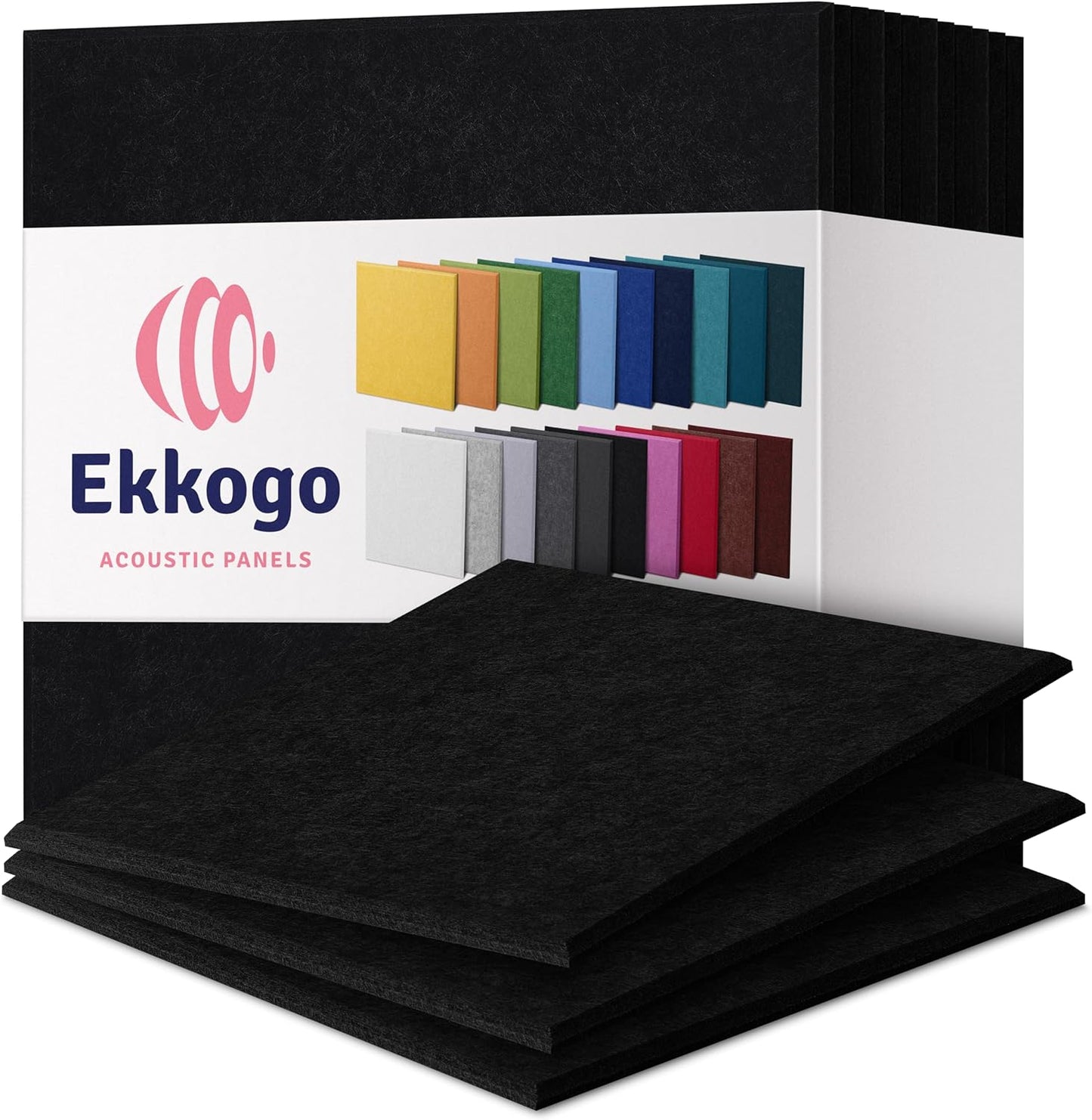 Acoustic Panels 12-Pack Soundproof Wall Panels 12"X12"X0.4" Sound Panels High Density Sound Dampening Panels - [Deep Black Square]