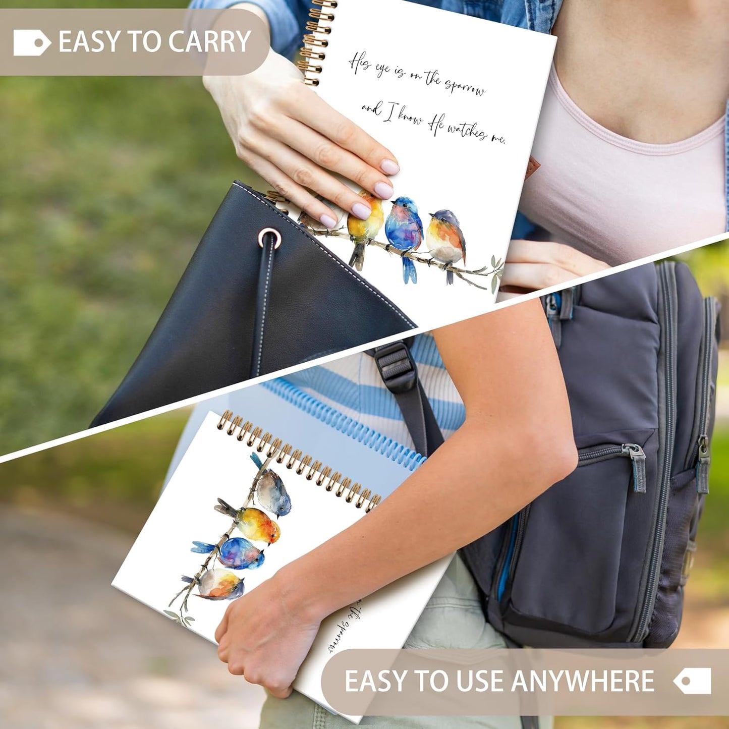 Christian Bird Sparrow Notebook Journal, Rustic Spring Bird Spiral Notebook, Sparrow Watching Notebooks Gifts for Birds Lovers Women Men, Birds Themed School Office Supplies, 6x8.2In