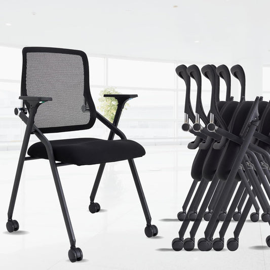 8 Pack Stackable & Foldable Conference Room Chairs with Lumbar Support, Armrest - Ergonomic Mesh Bouncing Back for Office Meeting, Conference, Reception and Training Room Chair