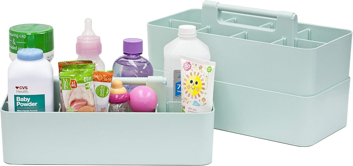 -Large Portable Caddy, DIY Dividers, 8 Compartments, School Office Supplies Home Business Organizer,Portable Basket with Handle Storage Organizer Modern Made in USA (10 PACK, Mint)