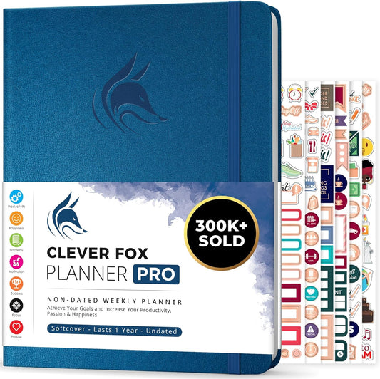 Clever Fox Planner PRO – Weekly & Monthly Life Planner to Increase Productivity, Time Management and Hit Your Goals, 8.5x11″ (Mystic Blue)
