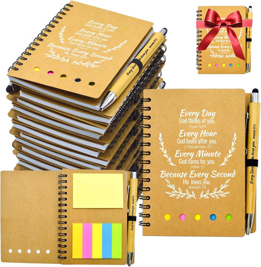 40 Pcs Bulk Christian Gifts Prayer Journal for Woman - 20 Set Religious Notepad with Christian Pen - Bible Notebook - Church Gifts for Mother's Day, Bible Study, and Family Devotions ( Brown )