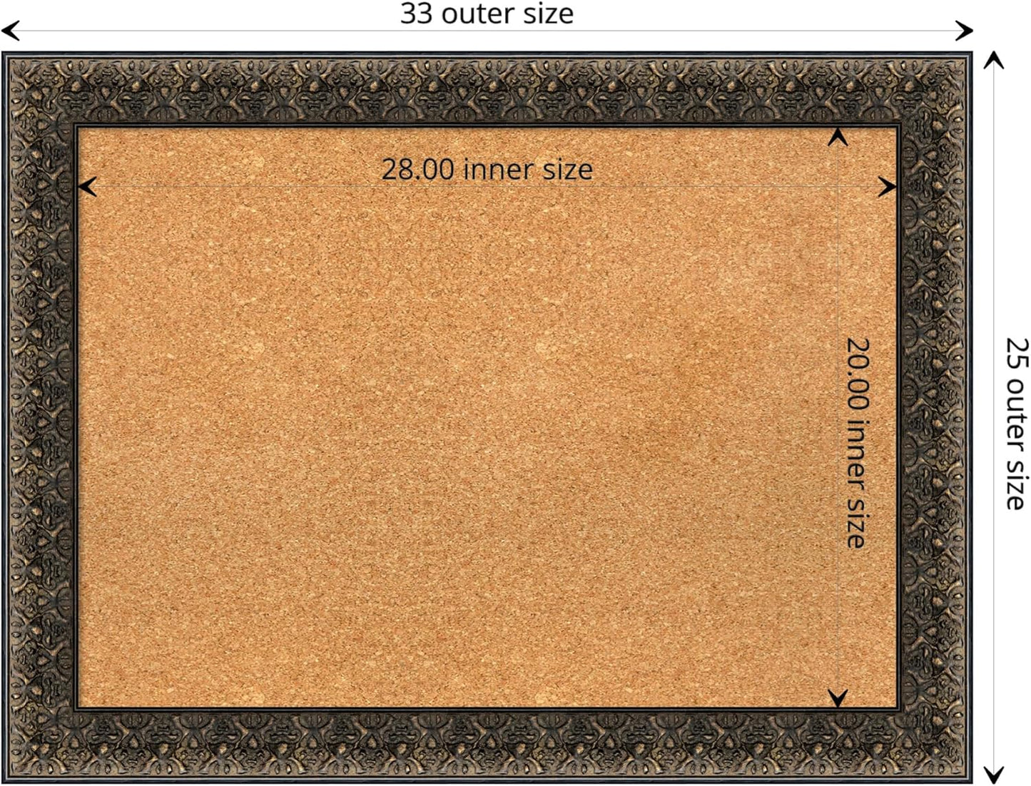 Amanti Art Natural Cork Board for Wall, 25x33 Vision Board with Black Wood Frame, Medium Corkboard Office Decor for Home Organization, Traditional Corkboard Pinboard to display items for home