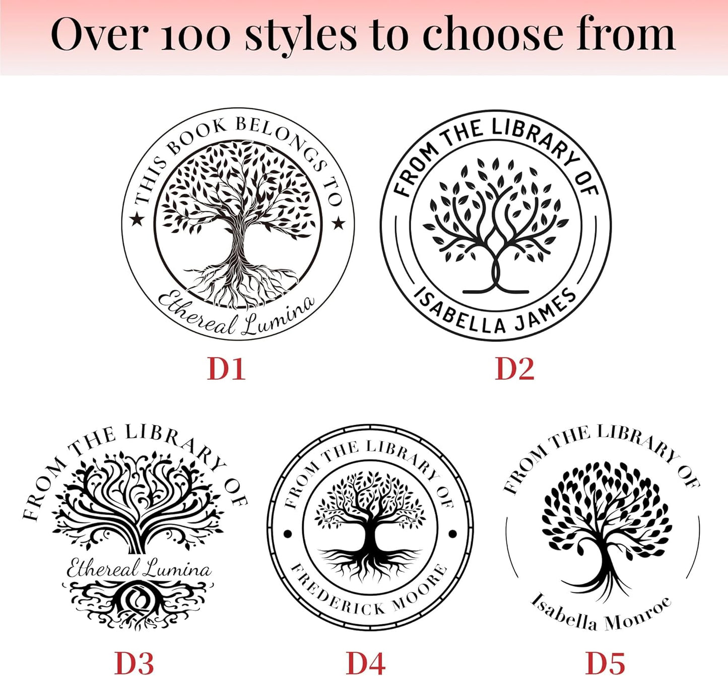 Easycosy Personalized Book Embosser | Custom Embosser & Stamps from The Library of | Book Stamp Personalized with Your Name & Choice Birthday Gifts for Book Lover(Tree 4)