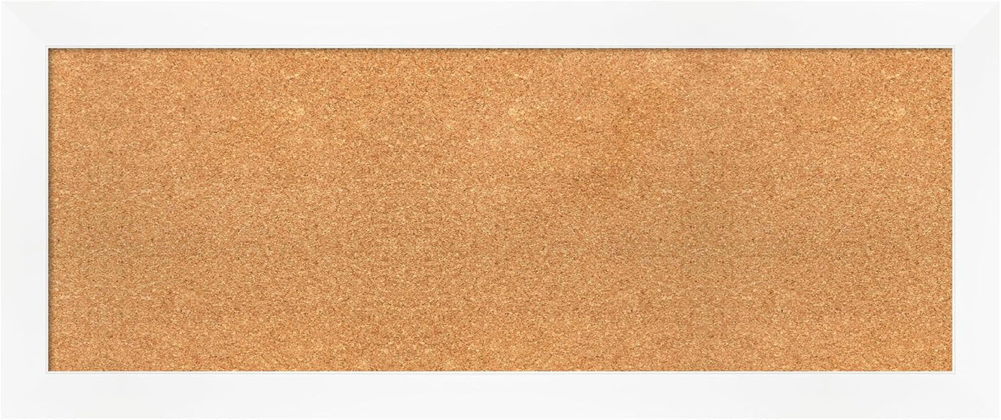 Amanti Art Natural Cork Board for Wall, 17x41 Vision Board with White Frame, Medium Corkboard Office Decor for Home Organization, Modern Corkboard Pinboard to Display Items for Home Organization in