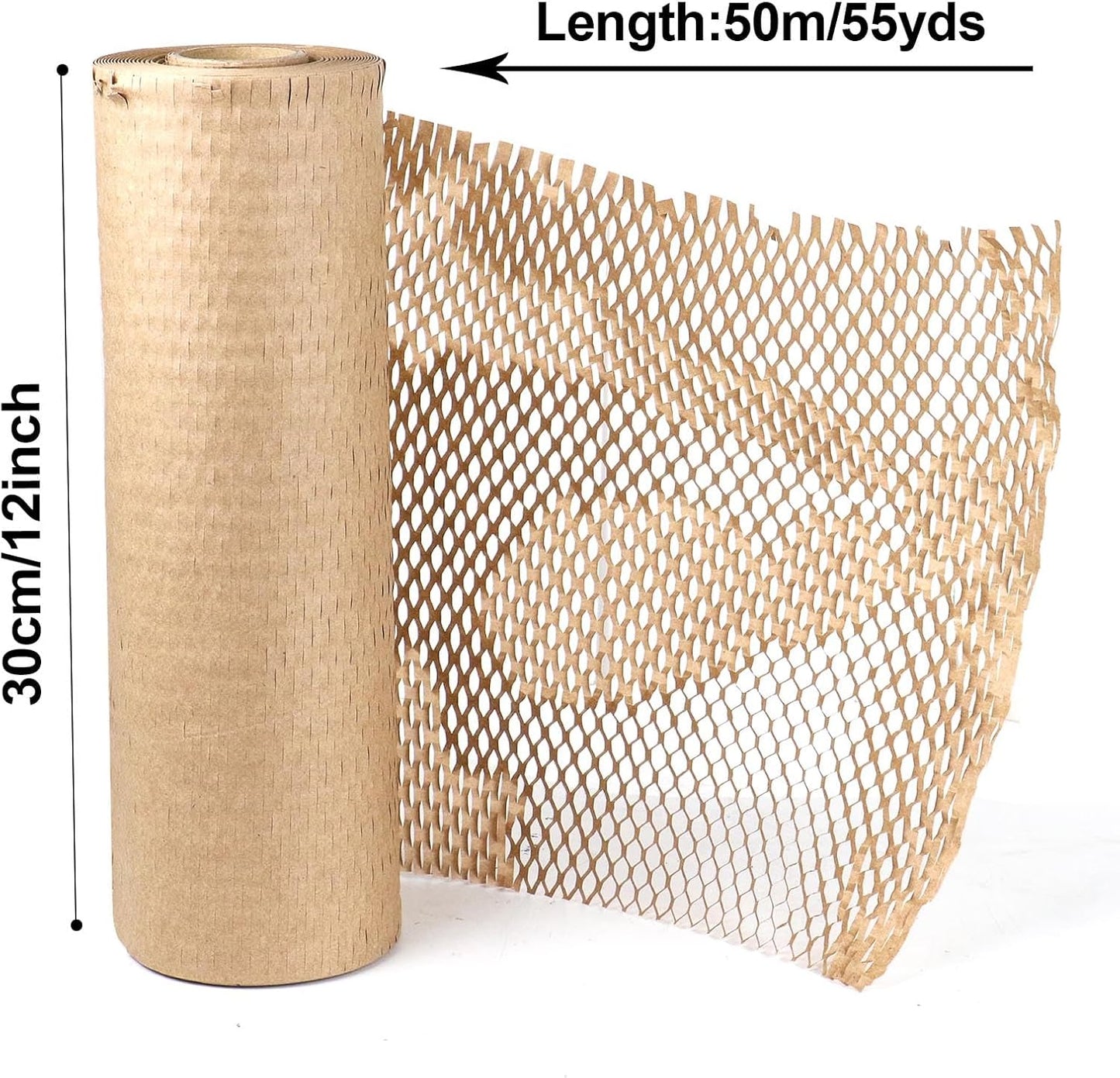 BOMEI PACK Honeycomb Packing Paper Wrap 12"x 164' Recycled Bubble Cushioning Bags Rolls Friendly Transportation and Handling Bags Packing Supplies Materials