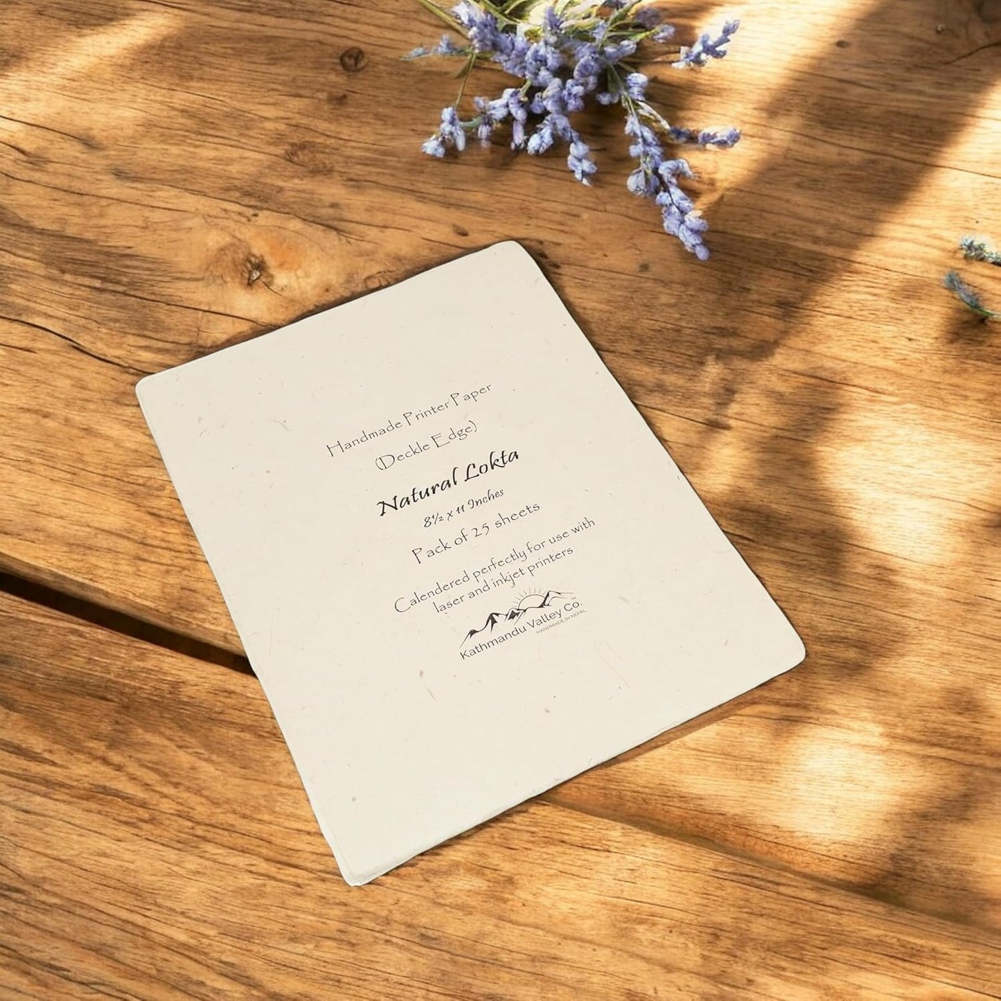 Handmade Lokta Laser and Inkjet Printer Paper with Deckle Edge 8.5x11 Inch Vintage Decorative Specialty Printing Paper (25 Sheets, Natural)