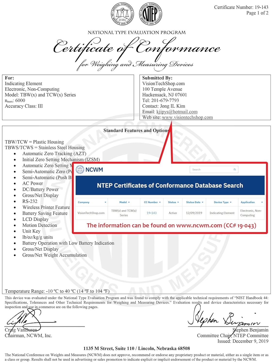 VisionTechShop TBWS-100 Washdown Stainless Steel Bench Scale, Lb/Kg/Oz Switchable, 100lb Capacity, 0.02lb Readability, NTEP Legal for Trade