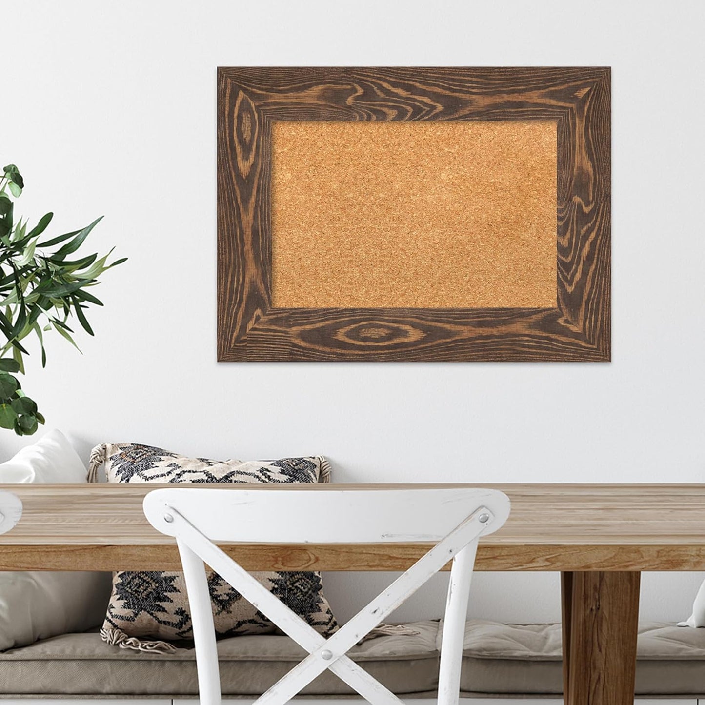 Amanti Art Natural Cork Board for Wall, 18x24 Vision Board with Brown Wood Frame, Small Corkboard Office Decor for Home Organization, Country Rustic Corkboard Pinboard to Display Items for Home