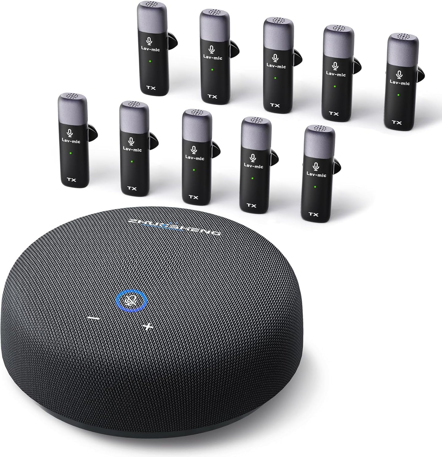 Conference Speaker and Microphone, USB Speakerphone with 10 Mics, 360° Pickup&Noise Reduction, Portable Conference Room Omnidirectional Microphone for 10 Compatible with Leading Platforms