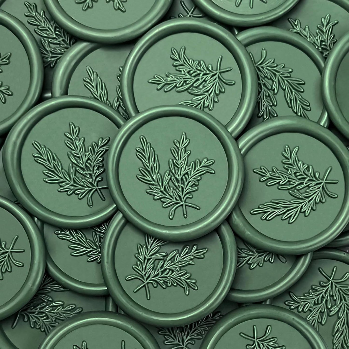 50Pcs Wax Seal Stickers Handmade Envelope Seals Self Adhesive Wax Stickers for Wedding Party Invitations, Envelope, Gift Wrap, Christmas(Rosemary Style, Olive Green)