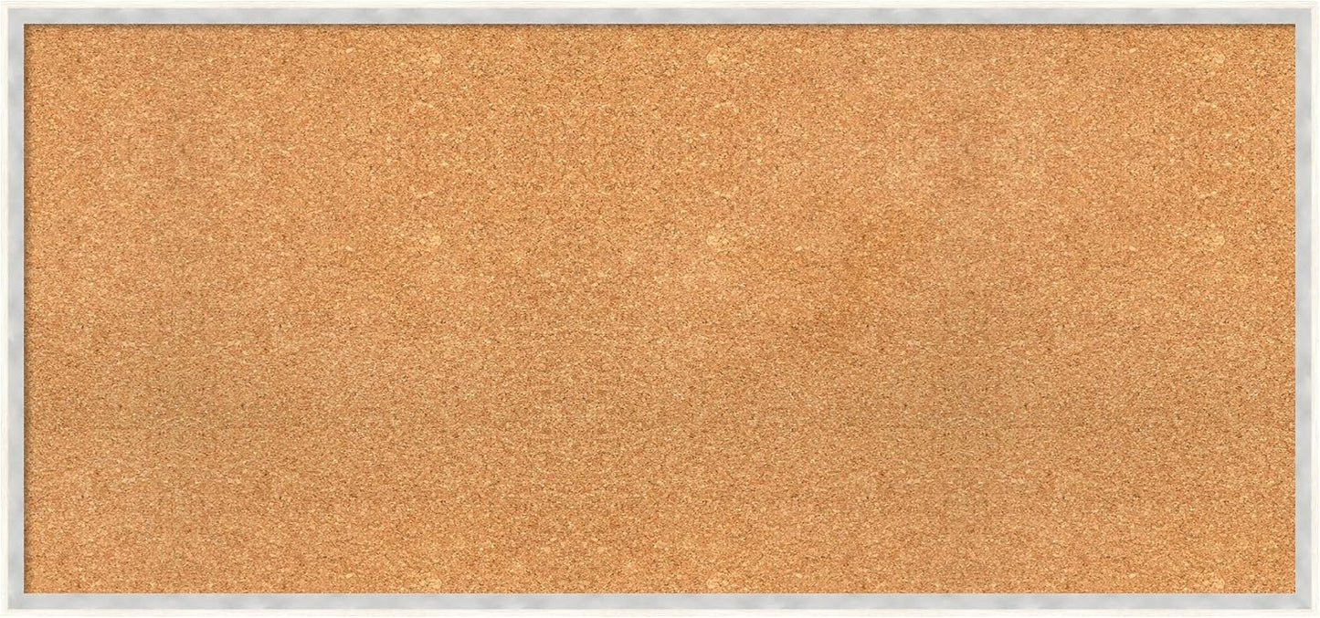 Amanti Art Natural Cork Board for Wall, 21x45 Vision Board with White Frame, Oversize Corkboard Office Decor for Home Organization, Modern Corkboard Pinboard to Display Items for Home Organization in