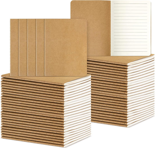 Colarr 60 Pcs Mini Notebooks 5.5 x 4 Inch 30 Sheets Small Journal Bulk Blank Lined Notebook Small Kraft Paper Book Bulk Student Classroom Office Back to School Supplies(Brown)