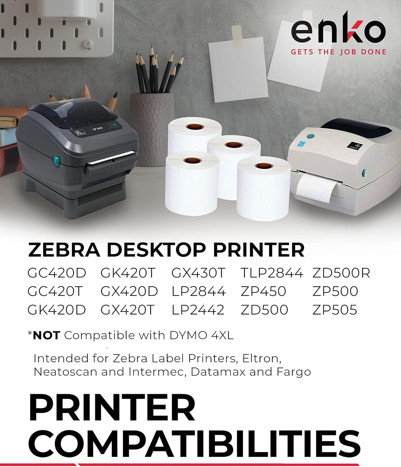 enKo [12 Rolls, 7440 Labels] 4 x 2-1/2 inches Direct Thermal Labels, FBA Stickers, FNSKU Label Compatible for Zebra/Eltron