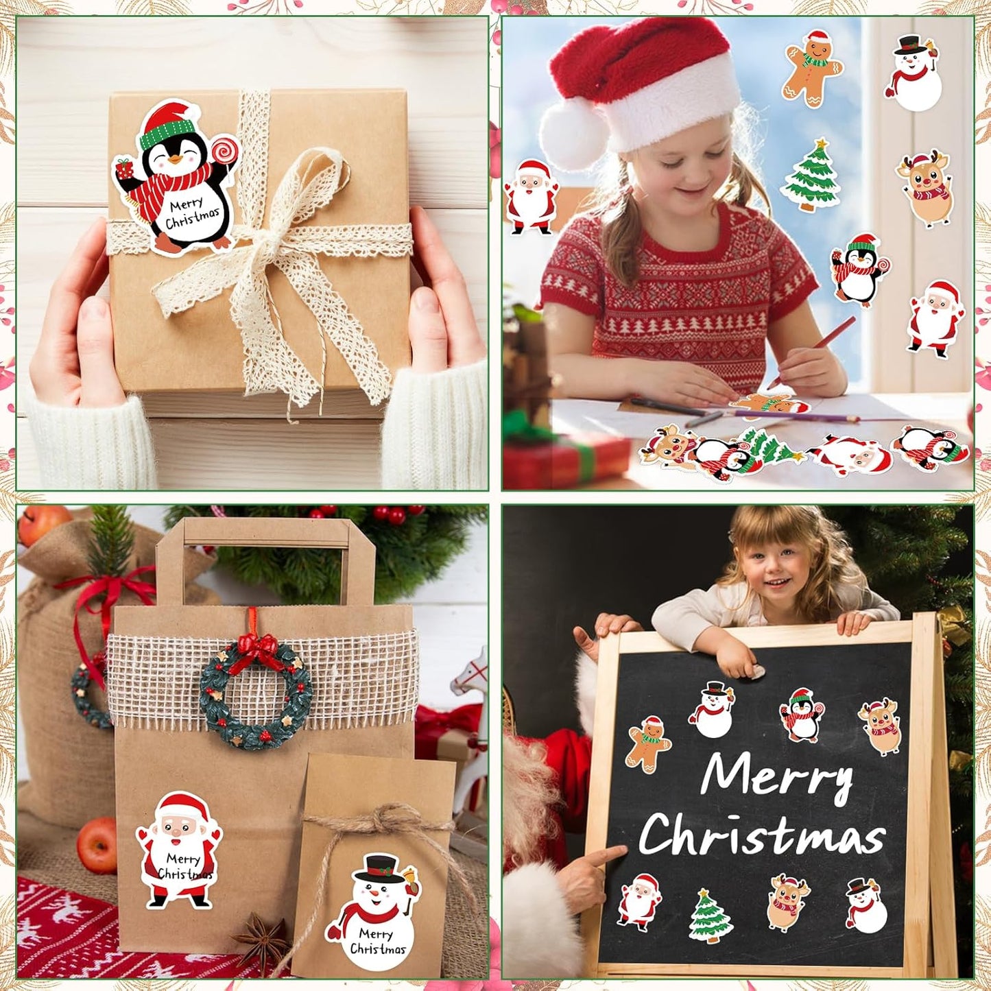 600Pcs Christmas Sticky Notes, Self-Adhesive Christmas Notepads Cute Snowman Gingerbread Man Memo Notes Christmas Characters Notepads for Winter Xmas Party Favor Office Home School Supplies