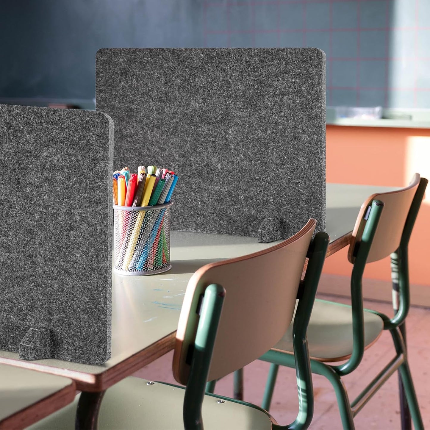 4 Pack Acoustic Desk Dividers - 24" x 20" Freestanding Privacy Panels Set with Noise - Reducing Design Cubicle Sound Proof, Ideal for Office, Classroom, and Home (Dark Gray)
