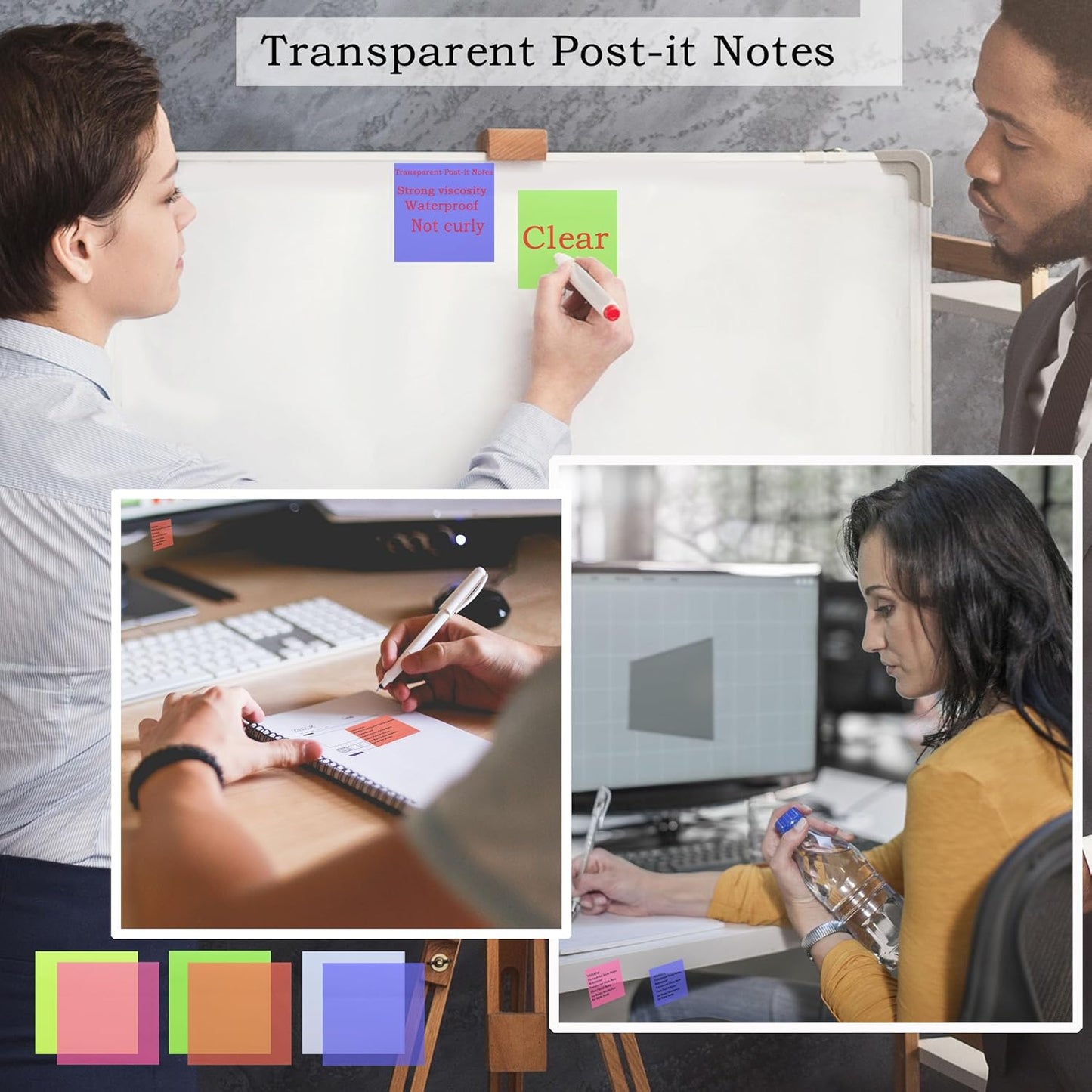800Pcs Transparent Sticky Notes, 3"x3" Clear Sticky Notes, Waterproof Translucent Sticky Note Pads for Books Annotation, Clear Post it Notes for Bible Study, School, Office