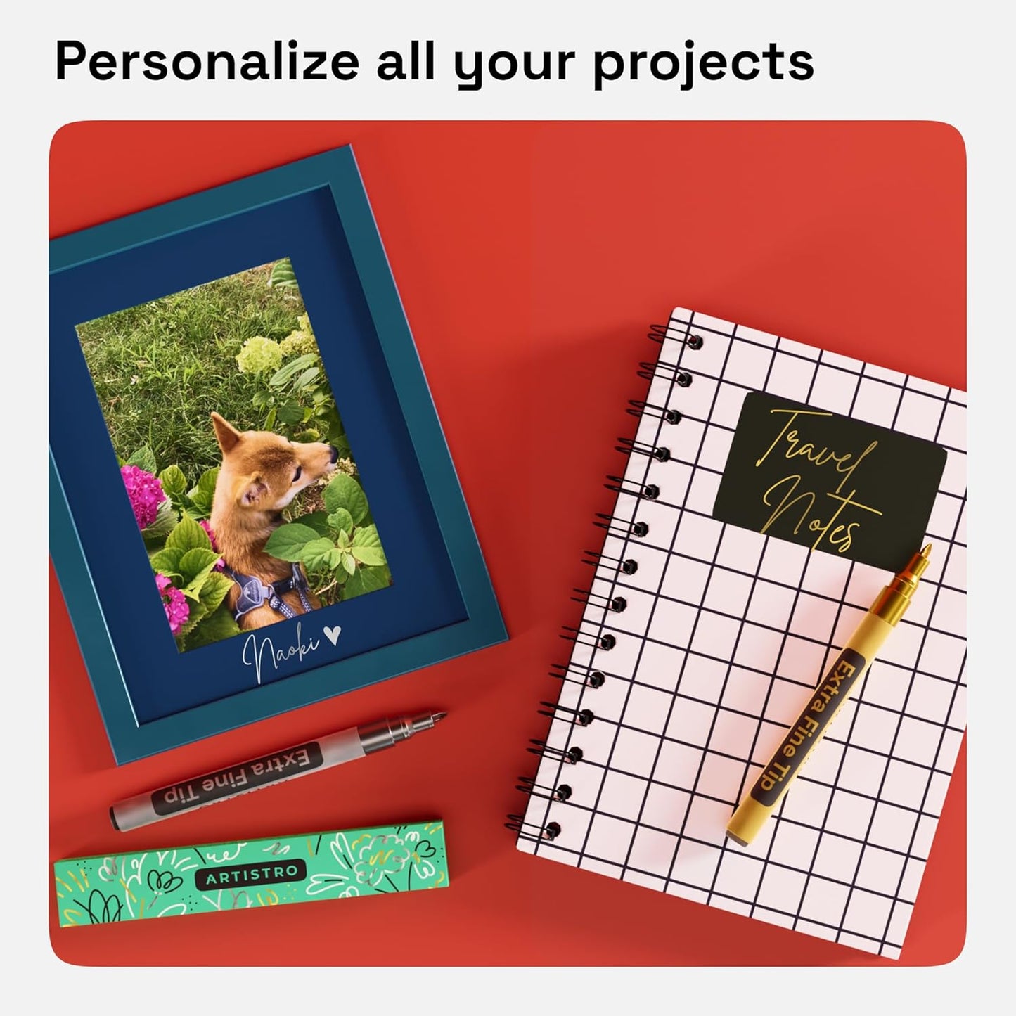 ARTISTRO 2 Gold & Silver Acrylic Paint Markers - 0.7mm Extra Fine-Tip Metallic Paint Pens - Perfect for Crafting, Art Projects, & More