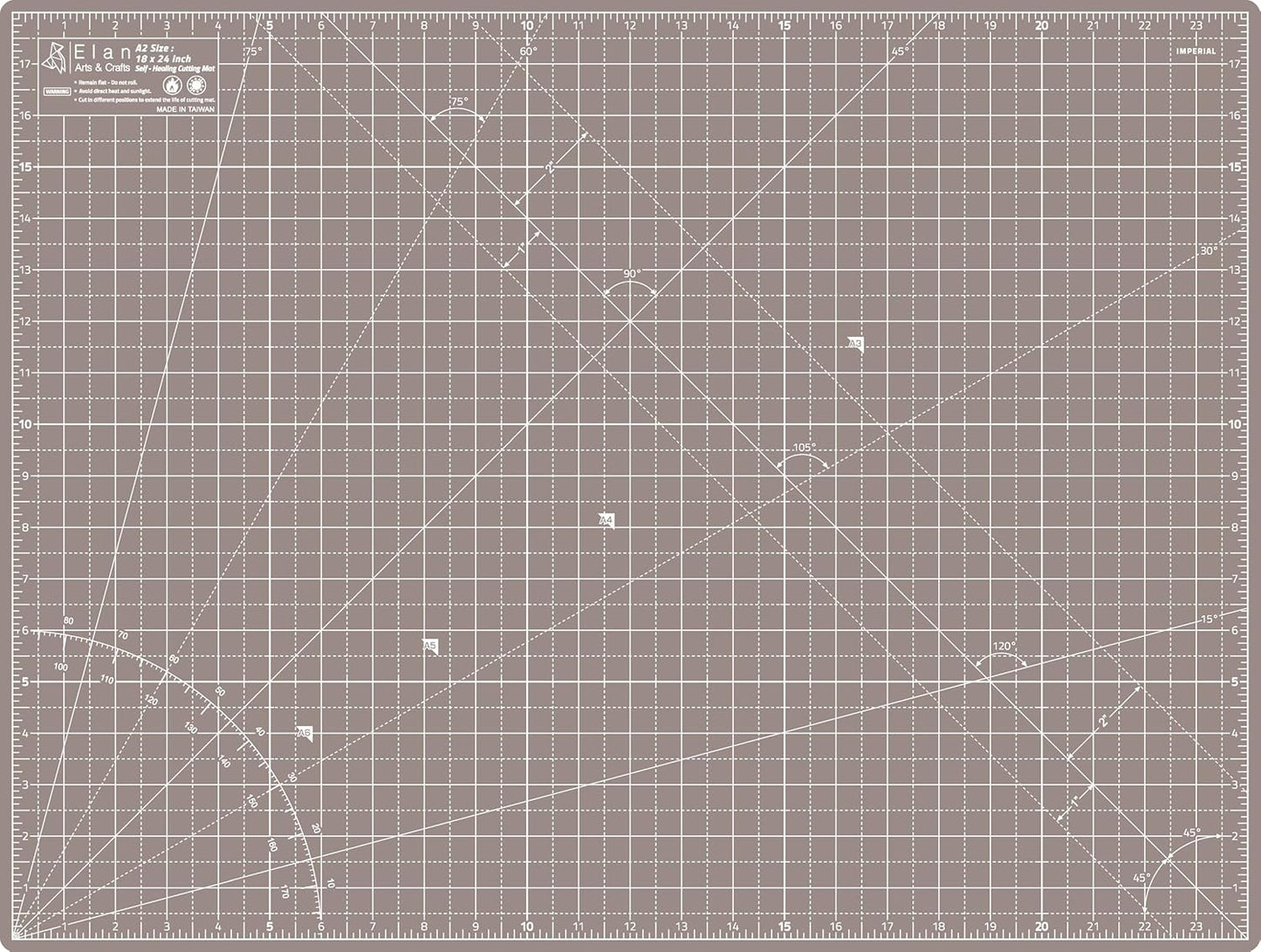 Elan Cutting Mat A2 Black & Taupe, Self Healing Cutting Mat 18x24 Inch, 5-Ply Craft Board Black, Hobby Board for Crafts 18x24 Inch