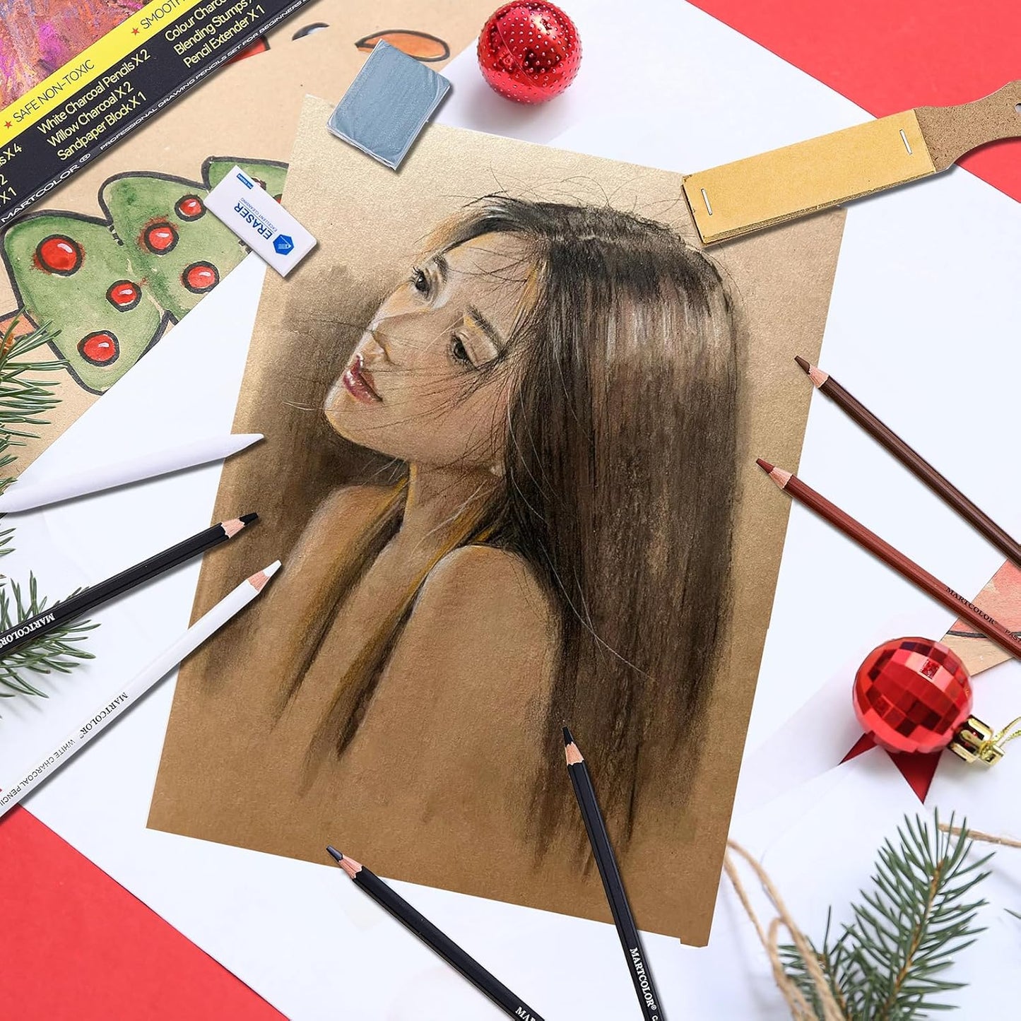 Charcoal Drawing Set, Set of 23, Graphite Pencils, Black & White Charcoal Pencils for Drawing, Sketching, Shading, Blending, Artist Pencils for Beginners & Pro Artists ﻿