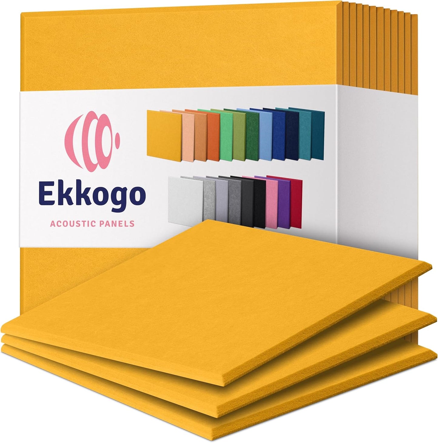 Acoustic Panels 12-Pack Soundproof Wall Panels 12"X12"X0.4" Sound Panels High Density Sound Dampening Panels - [Yellow Orange Gold Square]