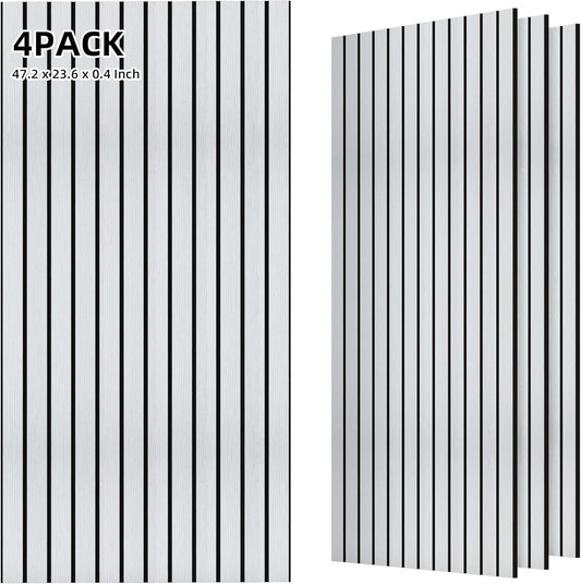 TO-TH Wood-Look Acoustic Panel, 4 Pack 47.2” x 23.6” Soundproof Wall Panels, Decorative Sound Absorbers Large Acoustic Panels for Home, Office, Basement, White Oak