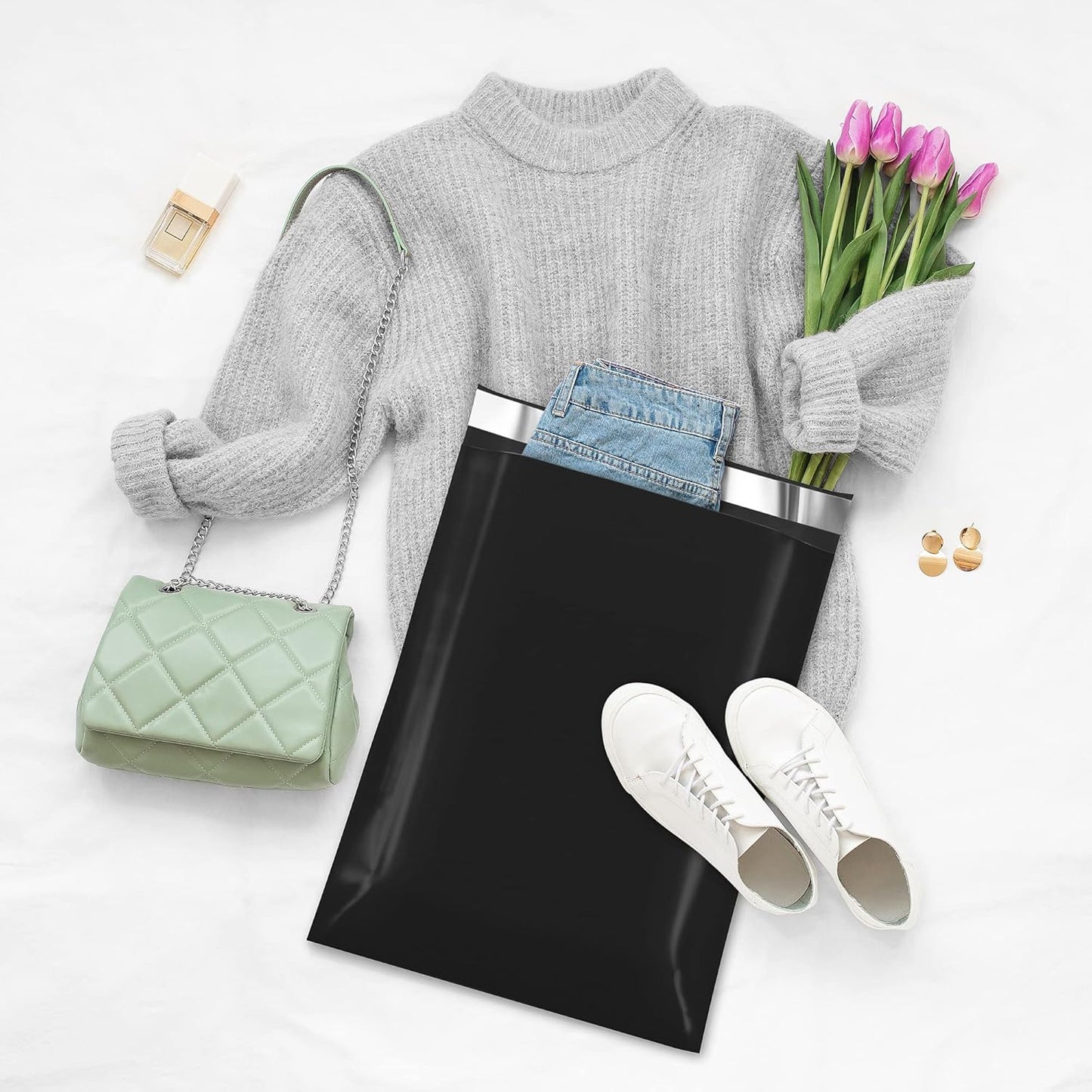 Fuxury 90000 Pcs 12x15.5" Poly Mailers Envelopes Shipping Bags for Clothing,Strong Adhesive Packaging Bag for Small Business Suppliers, Self Seal Mailing Poly Bags,Black