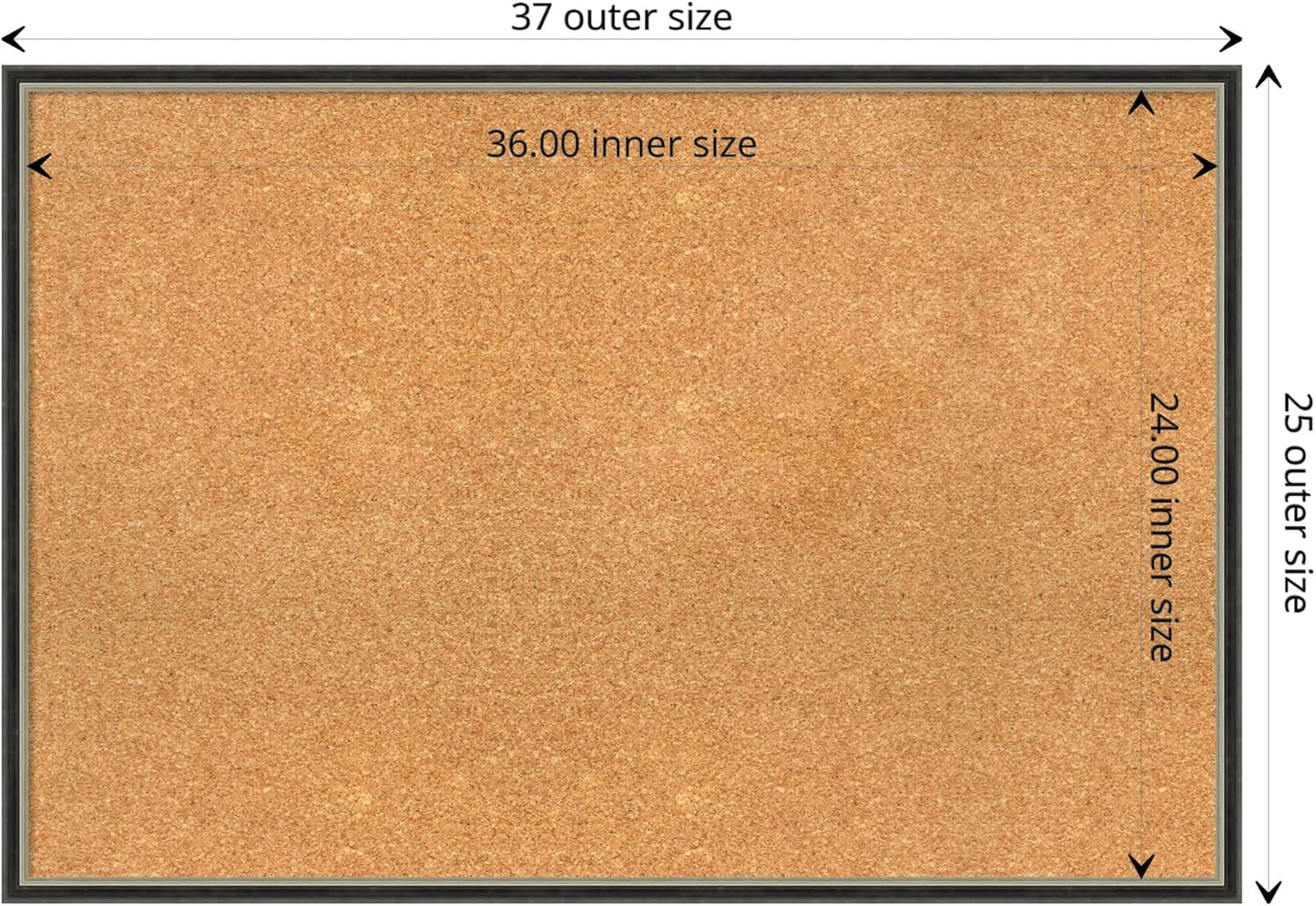 Amanti Art Natural Cork Board for Wall, 25x37 Vision Board with Black Wood Frame, Large Corkboard Office Decor for Home Organization, Modern Contemporary Corkboard Pinboard to display items for home