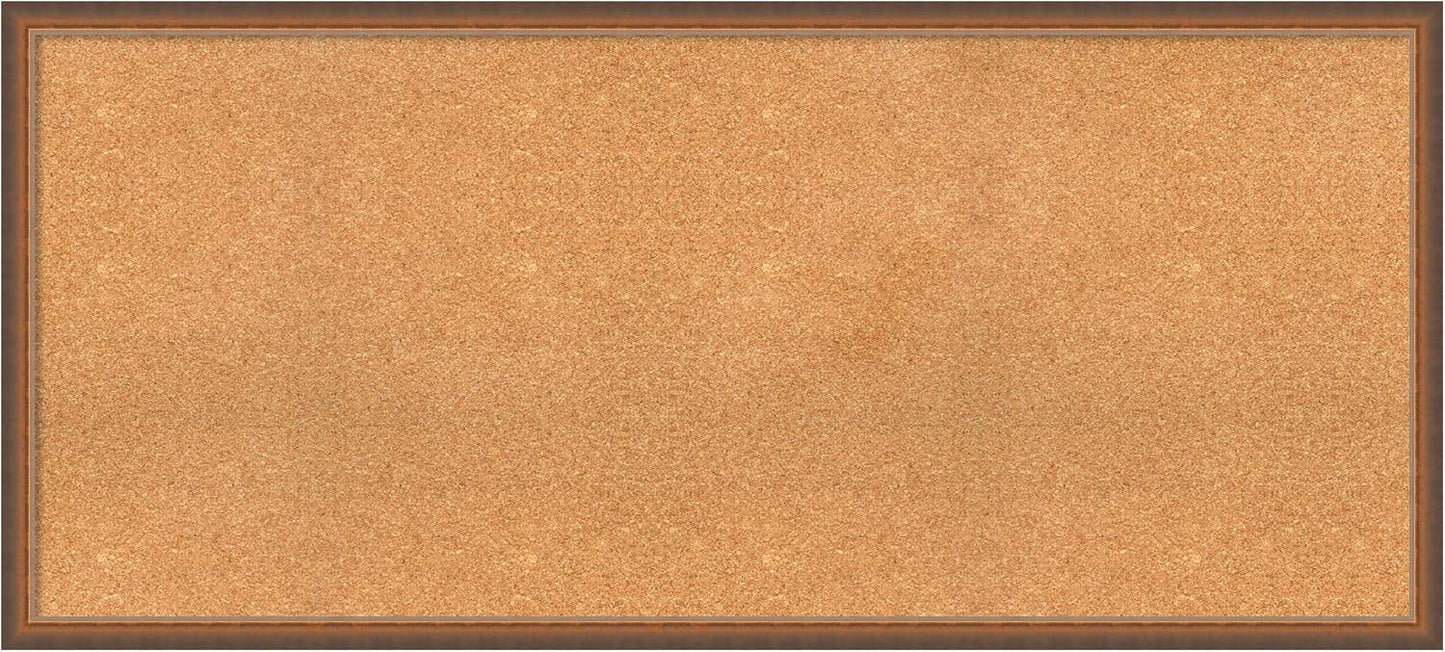 Amanti Art Natural Cork Board for Wall, 26x58 Vision Board with Bronze Frame, Oversize Corkboard Office Decor for Home Organization, Modern Corkboard Pinboard to Display Items for Home Organization