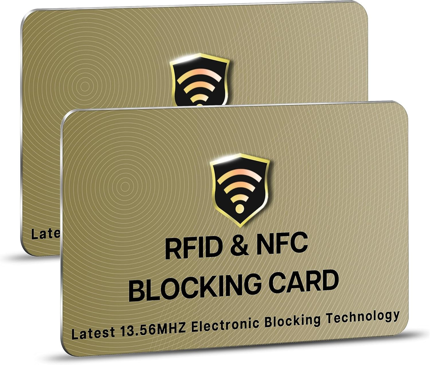 SaiTech IT RFID Protected Cards, 2 Pack One Card Protects Entire Wallet Purse For Men & Women, NFC Contactless Bank Debit Credit Card Protector ID ATM Guard Card – Golden