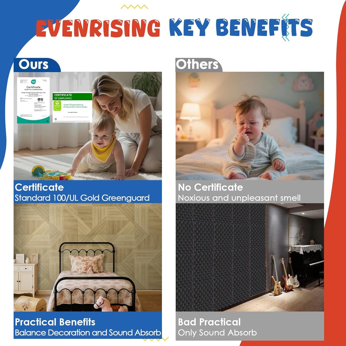 Large Acoustic Panels 6 Pack,Soundproof Wall Panels 23.6 x 23.6 Inches,Decorative Sound Panels,Self-Adhesive Acoustic Wall Panels for Home Studio Office, Harmony Geometric