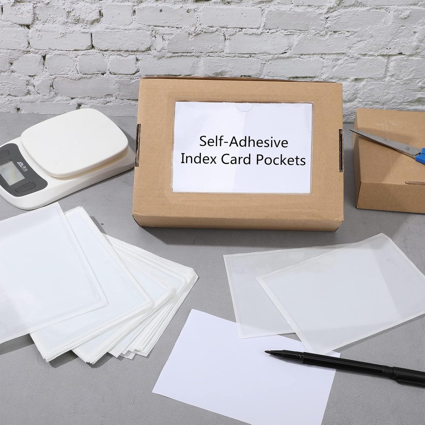 Chinco 30 Pcs Self Adhesive Pockets, Bin Labels for Storage Bins, Clear Pocket Label Sleeves, Plastic Index Card Holder with Top Open for Organizing Bins Box Drawer(5 x 7 Inch)