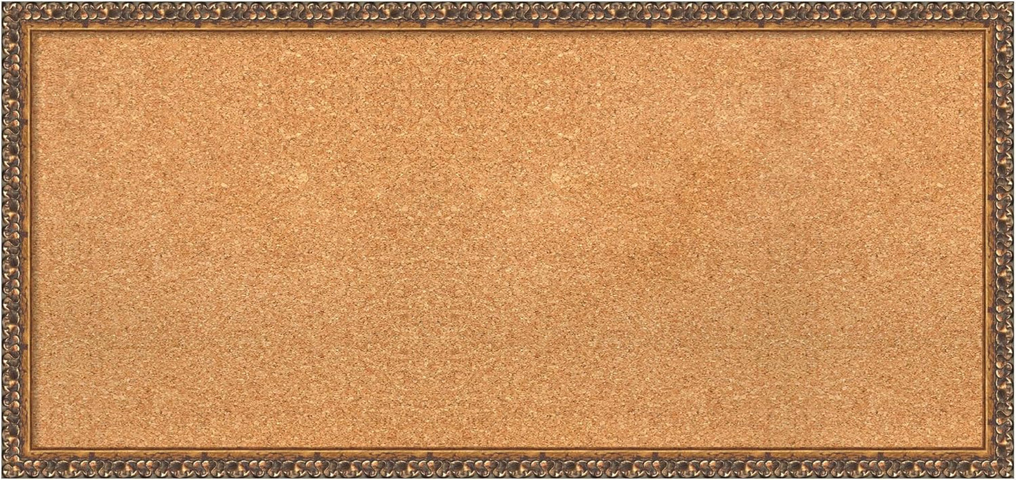 Amanti Art Natural Cork Board for Wall, 18x38 Vision Board with Bronze Frame, Medium Corkboard Office Decor for Home Organization, Traditional Corkboard Pinboard to Display Items for Home