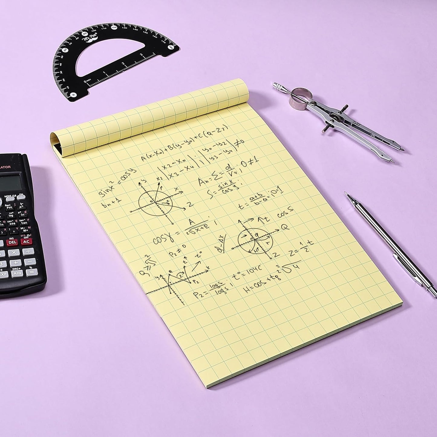 Mr. Pen- Graph Paper, 2x2 (2 Squares per inch), 8.5"x11", 55 Sheets, Yellow, Grid Paper, Graphing Paper, Math Graph Paper Pad, Grid Paper Pad, 1/2 Inch Graph Paper, Square Paper, Math Paper