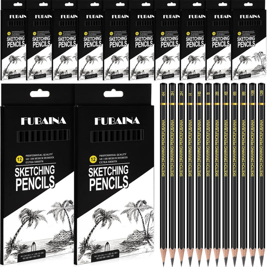 Humyoun 144 Pcs Drawing Sketching Pencil Set Professional (12b - 4h) Graphite Charcoal Gift Bulk for Artists Beginners, Pro Artists, Drawing Art, Sketching