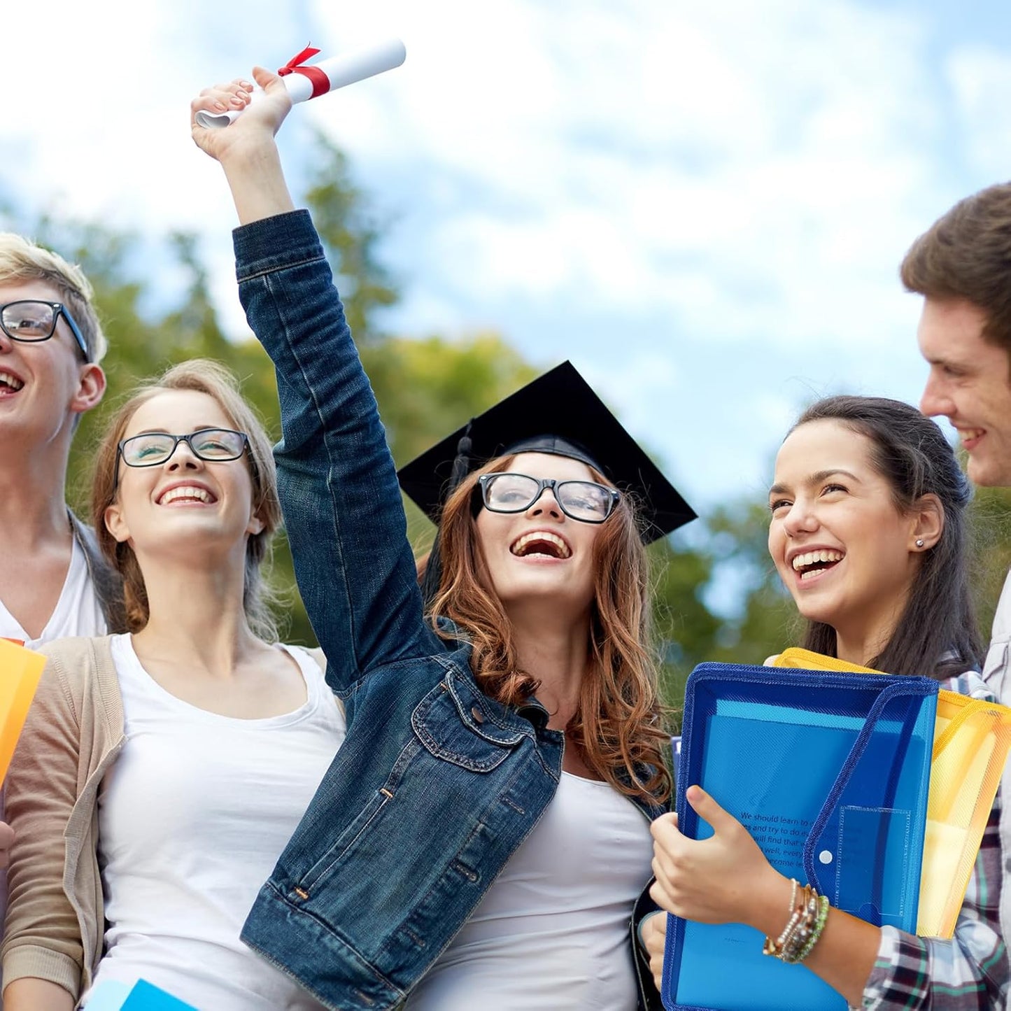 4 Pack A4 Expanding Plastic File Folders Waterproof Document Organizer with Snap Button Multiple Pockets, Office Home Office Storage (4 Color)