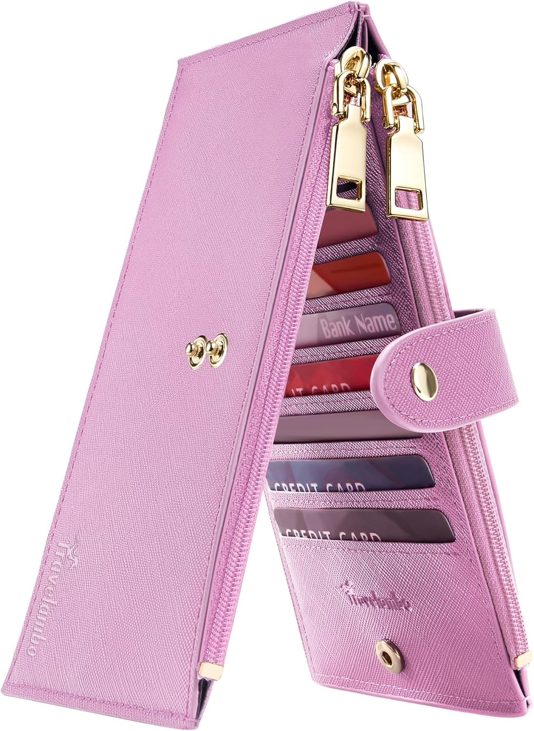Travelambo RFID Wallet Women Large Size Bifold Multi Card Wallet Case with Zipper Pocke Credit Card Holder for Women