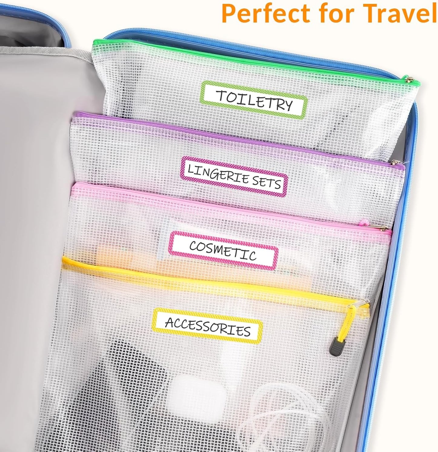 Sooez 36 Pack Mesh Zipper Pouch with Sticky Labels, A4 Mesh Bags for Board Game Puzzles Organization Storage, Durable Letter Size File Folders Organizer for Teacher School Classroom Office Supplies