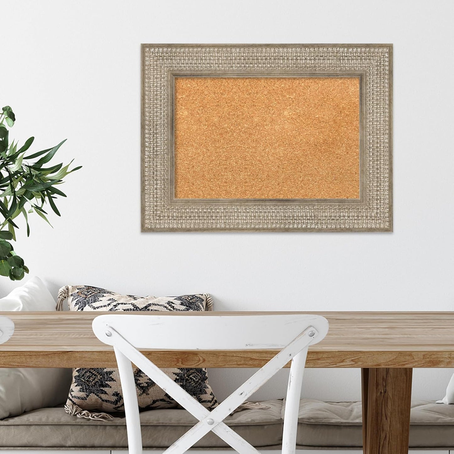 Amanti Art Natural Cork Board for Wall, 18x24 Vision Board with Silver Wood Frame, Small Corkboard Office Decor for Home Organization, Traditional Corkboard Pinboard to Display Items for Home